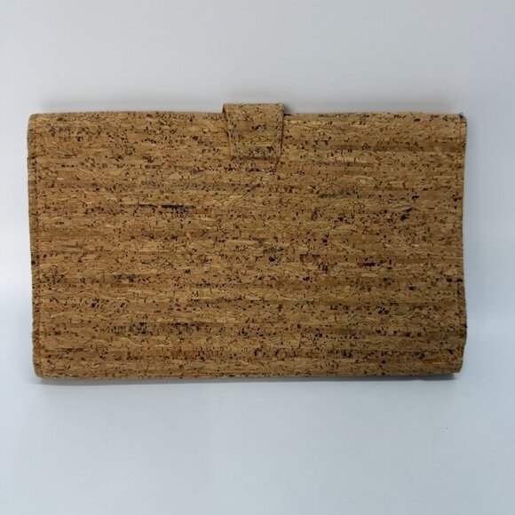 J. Crew Cork Envelope Clutch Purse Handbag Polka Dot Lining Preppy Beach Classic - Picture 2 of 11